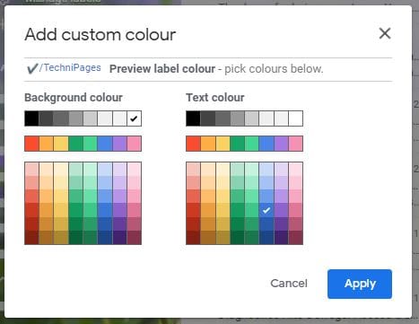Custom color label Gmail