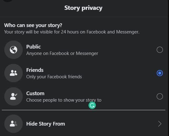 Privacy Setting Facebook Story