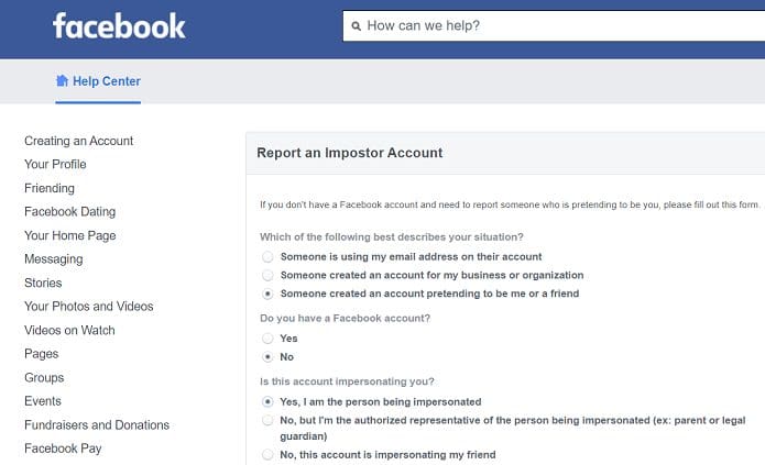 Facebook-report-fake-account