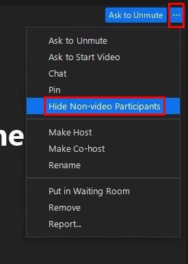 Hide non video participants Zoom