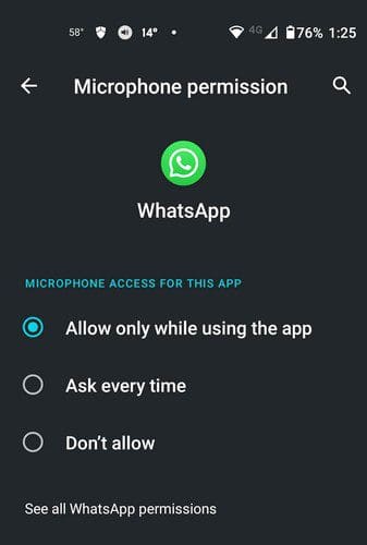App permision options