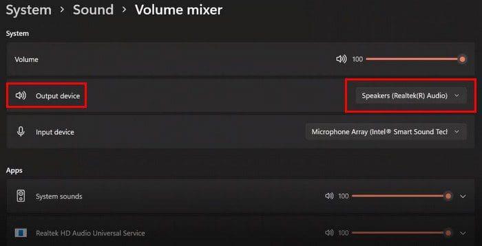 Windows 11 Volume Mixer