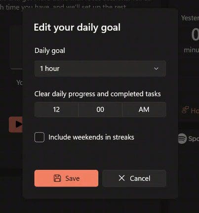 Daily Goal Focus Windows 11