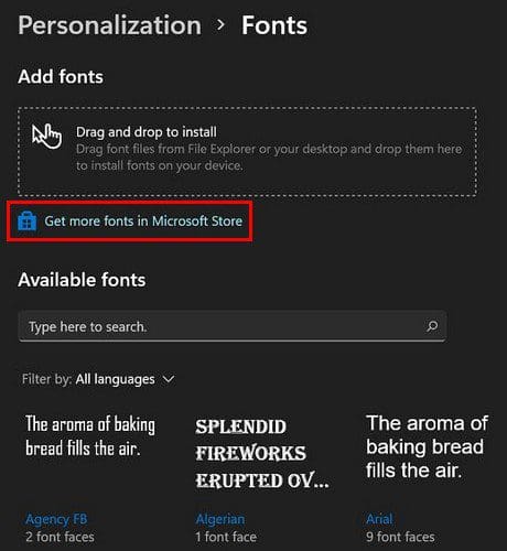 Microsoft Store More Fonts