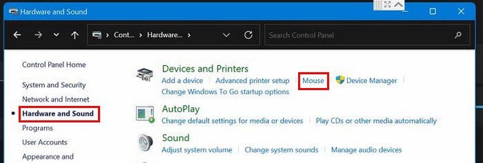 Mouse Option Windows 11