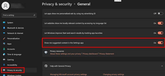 Privacy and Security Windows 11
