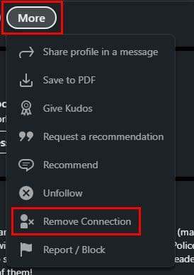 Profile remove connection LinkedIn