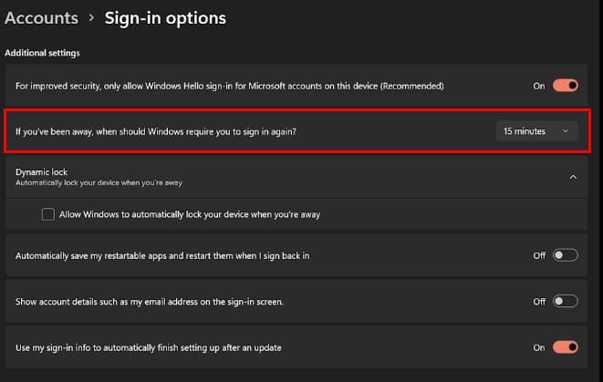 Windows 11 Sign in options