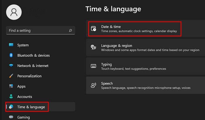 Time and Language Windows 11
