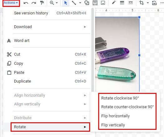 Flip option Google Docs