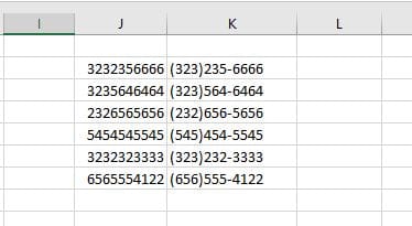 Organize Phone Numbers Excel