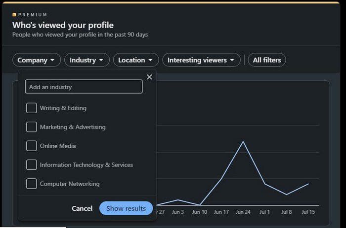 Profile filter LinkedIn