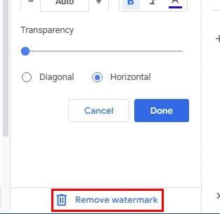 Remove watermark Google Docs