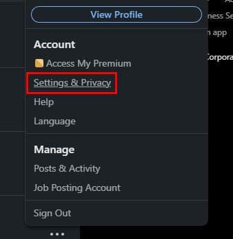 Settings and Privacy LinkedIn