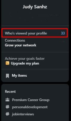 Who's viewed your profile LinkedIn