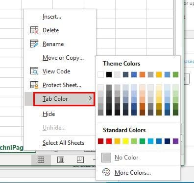 Tab color Excel