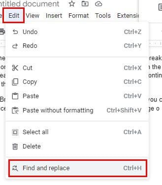 Find and replace Google Docs