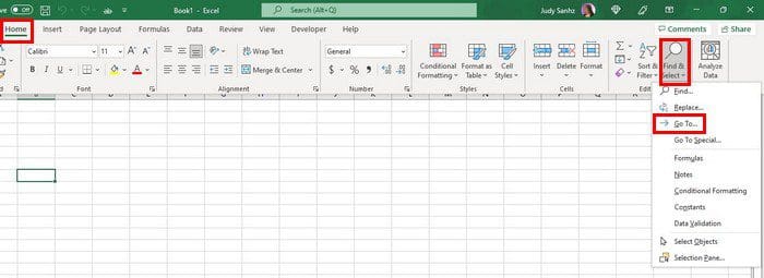Excel Go To Option