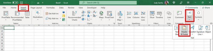 Footer and Header Excel