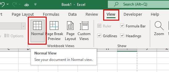 View Normal Layout Excel