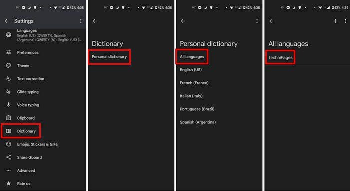 Remove unwanted words Dictionary Android