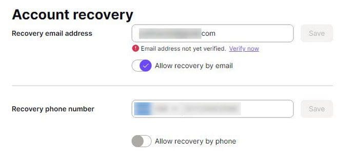 Recovery Info ProtonMail