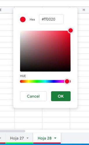 HEX Google Sheets Color