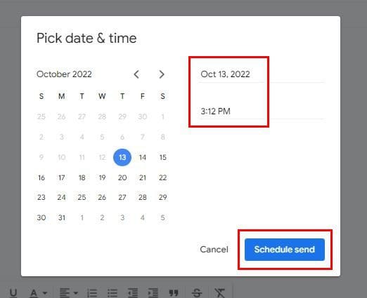 Gmail Time Date Send