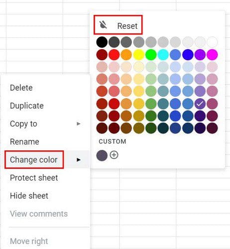 Reset color Google Sheets