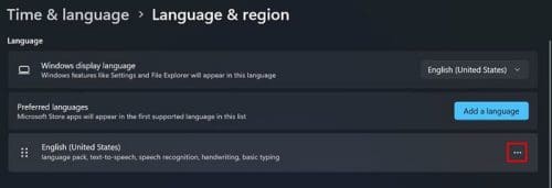 Language and region W11