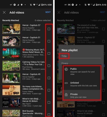 Add videos to playlist Android YouTube