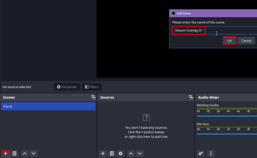 Adding a Scene on OBS Studio