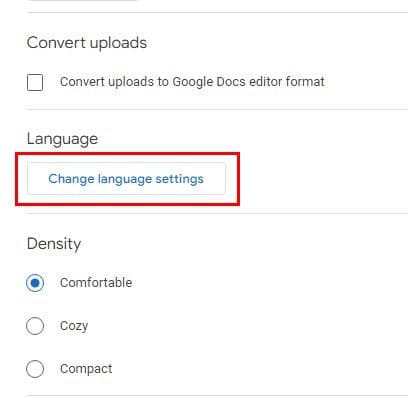 Change Language setting