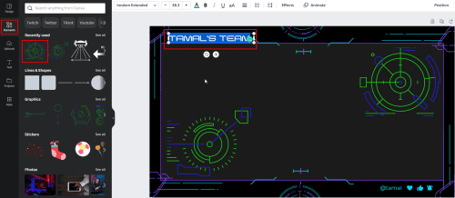 Editing a Twitch stream overlay template on Canva