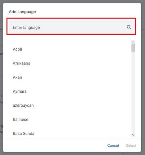 Find language Google Docs