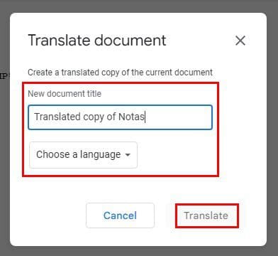 Google Translate option Docs