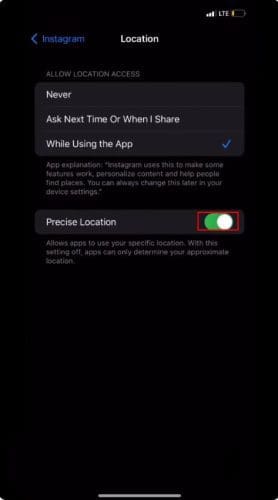 How Do I Turn Off Apple iPhone Precise Location on Instagram app