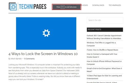 How to Exit Full Screen on Windows using F11 key on Google Chrome