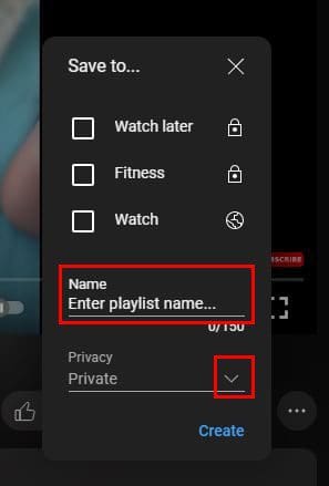 Name playlist private public