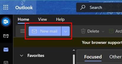 New mail outlook button