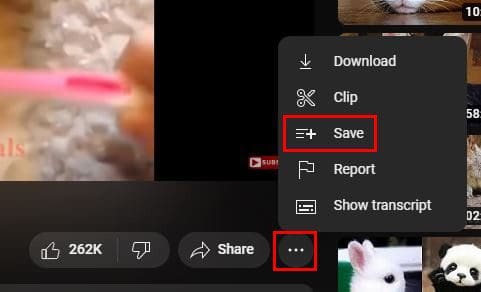 Save button on YouTube
