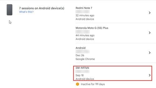 Scroll down to the Android device(s) and then pick the device.