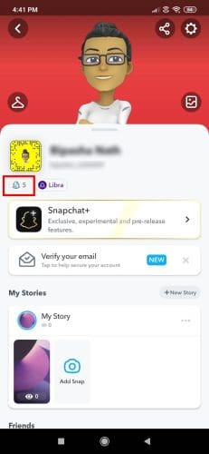 Snapchat profile page