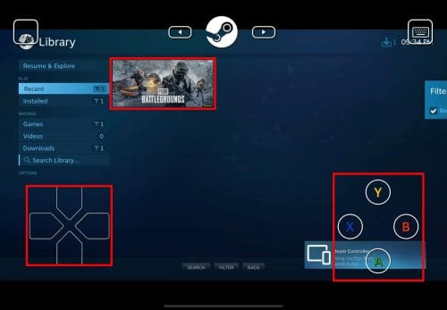 The Steam streaming interface in Steam Link app on iPad