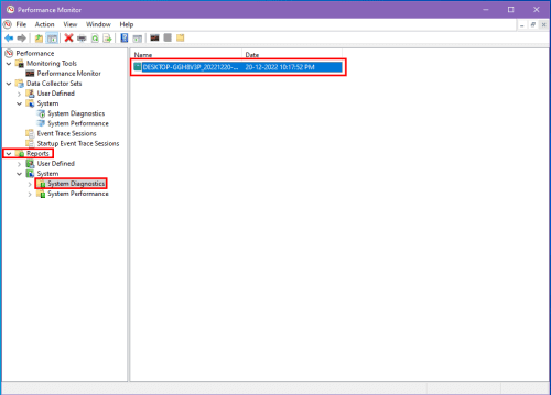 Visualizing System Diagnostics report on Performance Monitor app