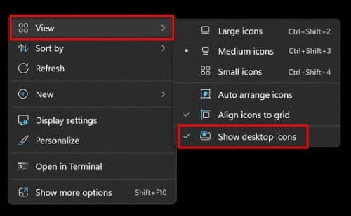 W11 Show desktop icons