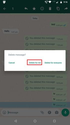 WhatsApp Delete for Me on Android