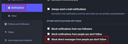 Block messages from people you don't know Mastodon