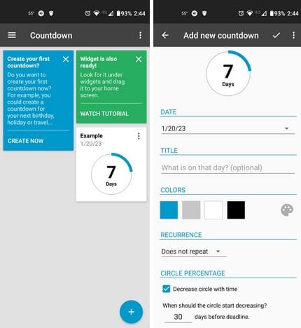 Countdown widget 5 Android app