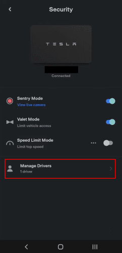 How to Add Driver to Tesla App access the Manage Driver screen